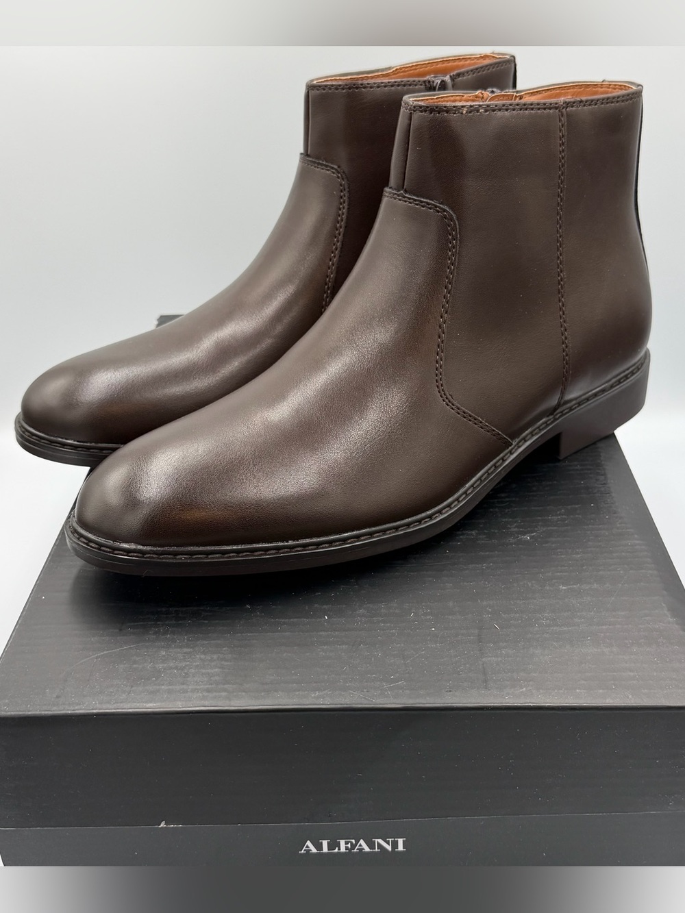 Alfani Men's Brown Leather Chukka Zip Boots-NIB - Picture 3 of 8